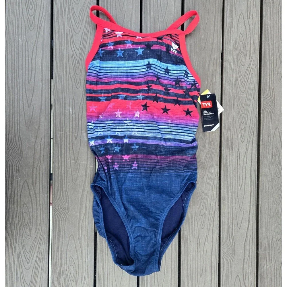 TYR DuraFast One Liberty DiamondFit 1pc Swimsuit - Red/white/blue Sz 30 New